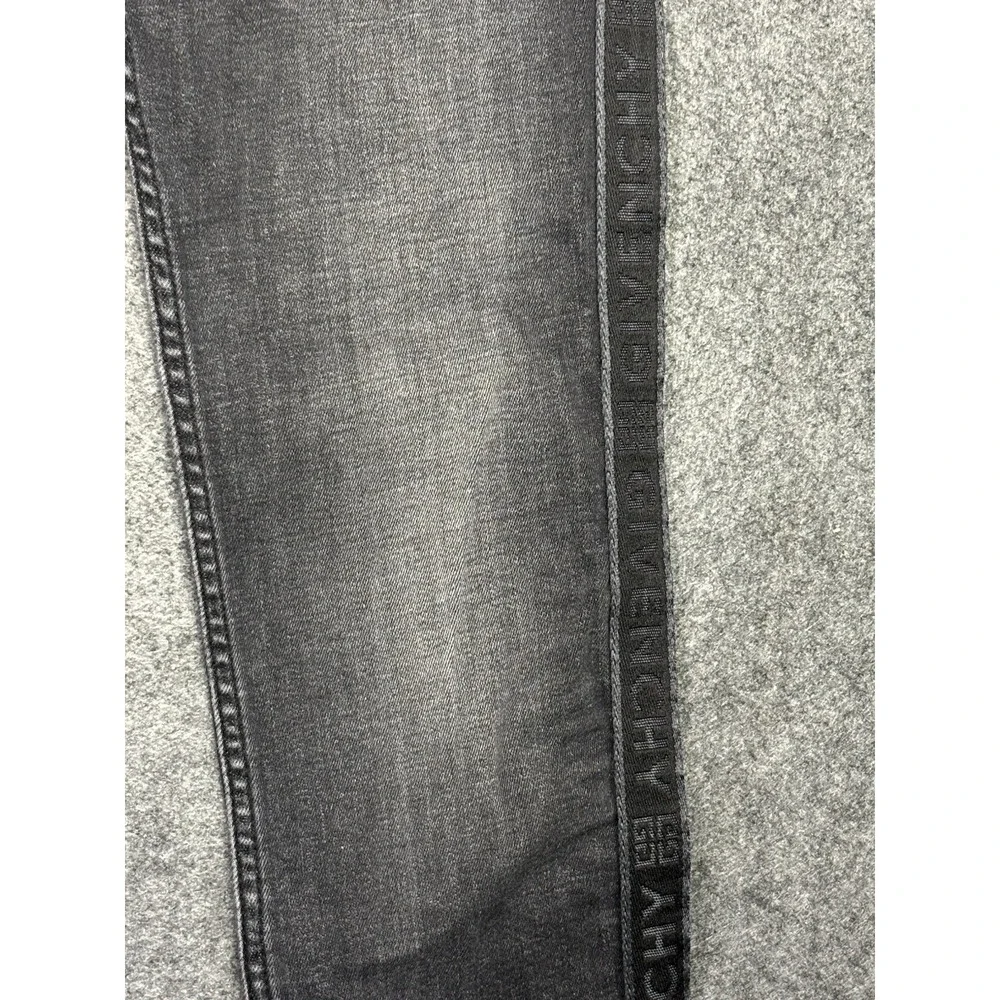 Givenchy Kids Logo Tape Faded Black Denim Jeans Boys Size 12 Stretch